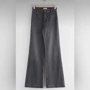 NWOT & Other Stories Light Grey Flare Patch Pocket Jeans